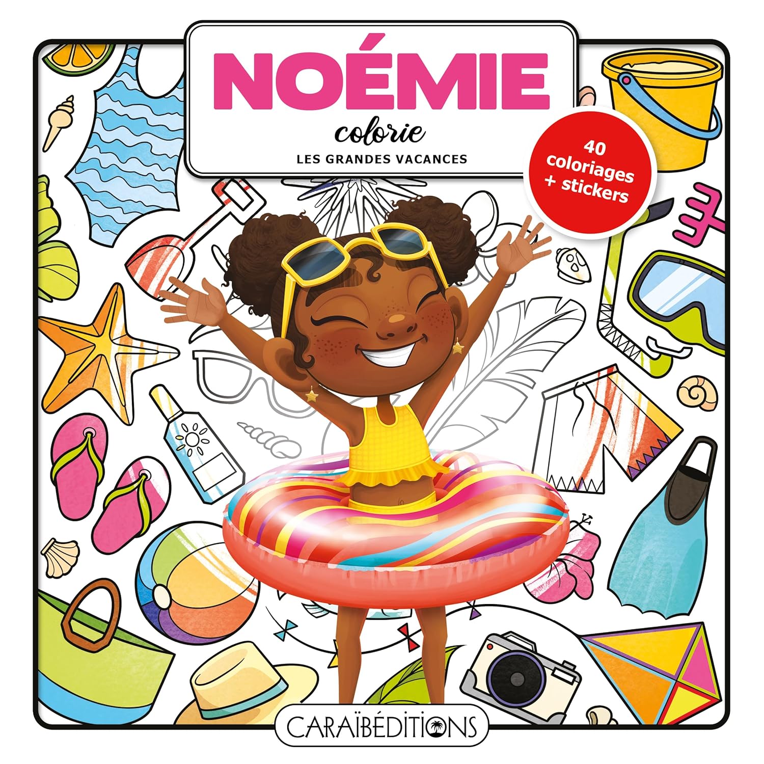 Couverture du livre Noémie colorie les grandes vacances